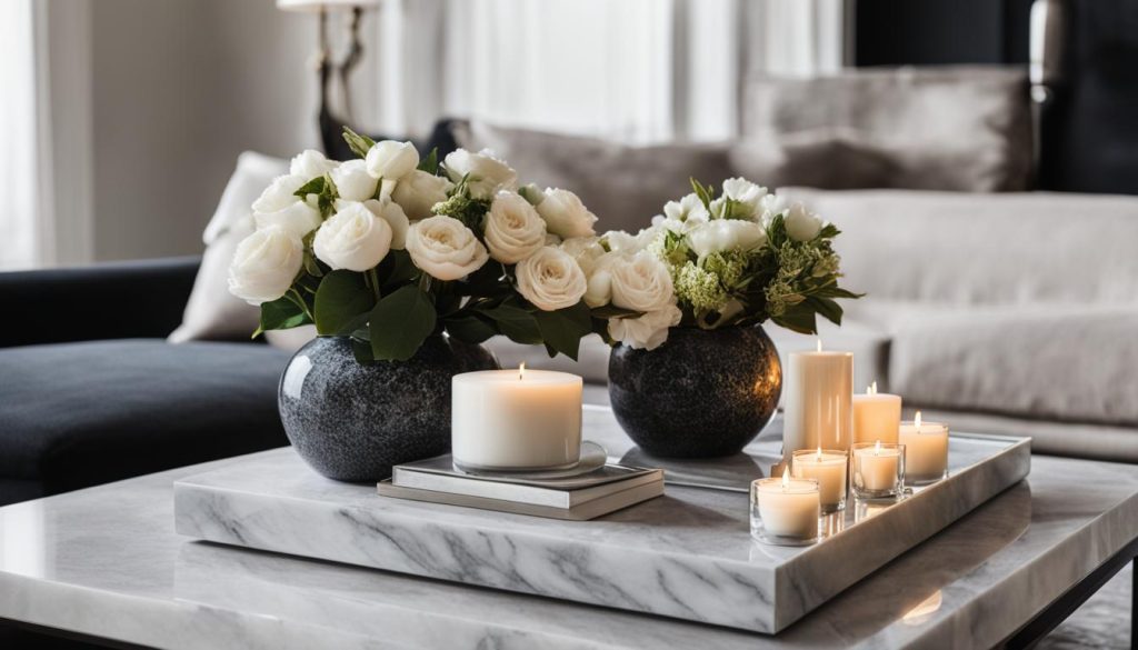 marble coffee table styling