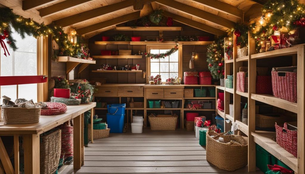 shed storage for christmas decorations