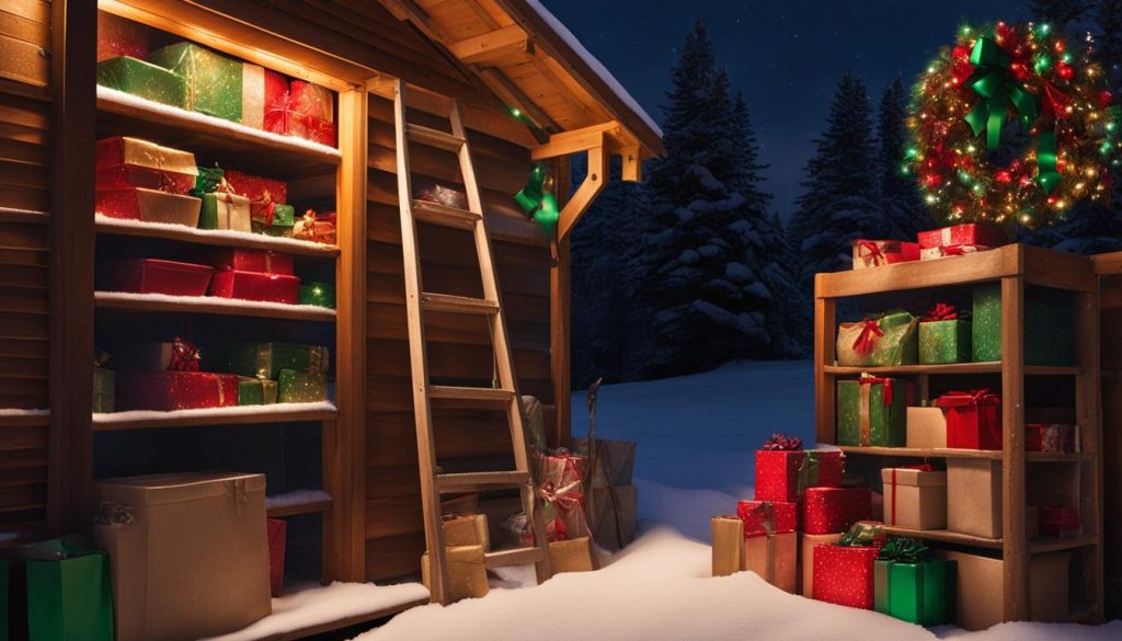 storing christmas decorations in a shed