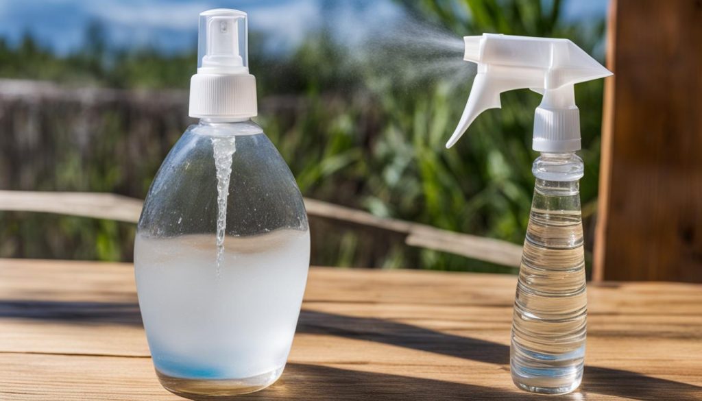 white vinegar and water in spray bottle